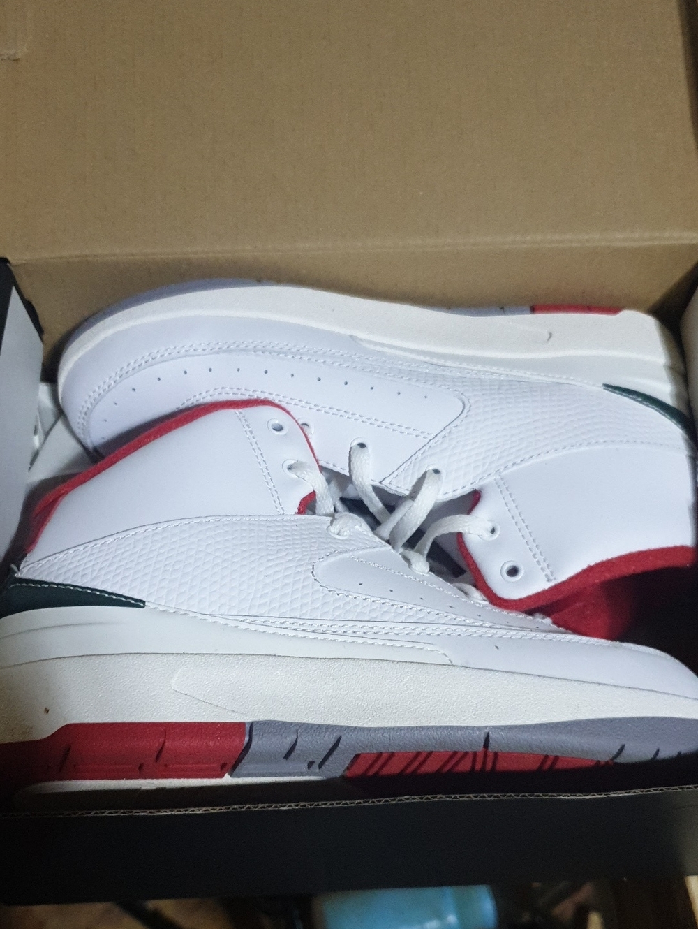 Jordan Men's White, Red and Dark Green Low-Top Sneakers